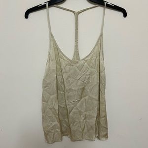 Mango satin yellow tank top racer back monochrome quiet luxury minimalist Sz XS